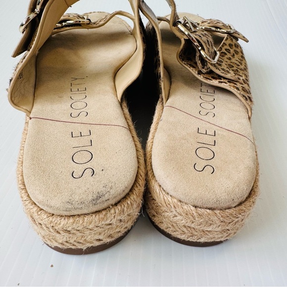 🆕 Sole Society leopard print cow hair upper platform espadrille sandals size 8.5 - Picture 5 of 11